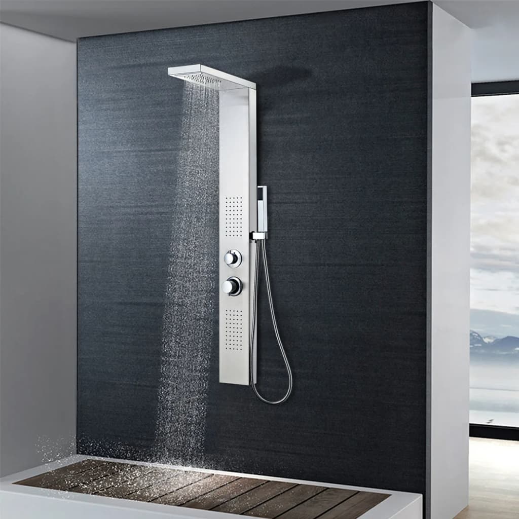 vidaXL Sistema de Panel de Ducha Moderno Cuadrado Acero Inoxidable Color Blanco,  Negro,  Plateado y mas