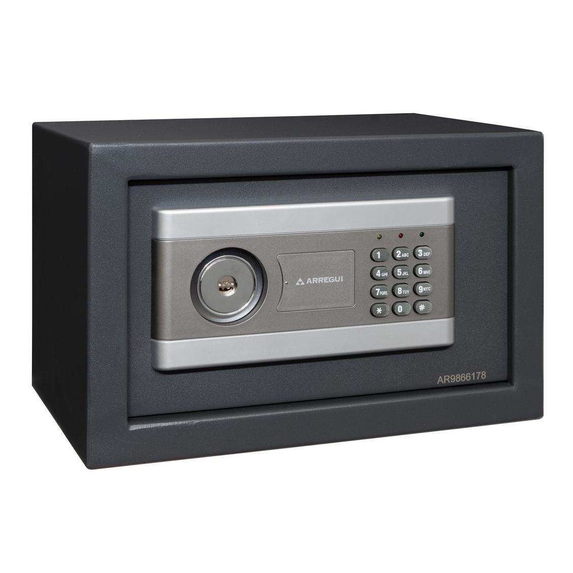 ARREGUI Stylo 19010-S1 Caja Fuerte de Acero Con Apertura de Doble Seguridad, Cerradura Electrónica más Llave, con Códigos Programables, Caja de Seguridad para Hogar y Negocios, 20 x 31 x 20 cm, 8 L