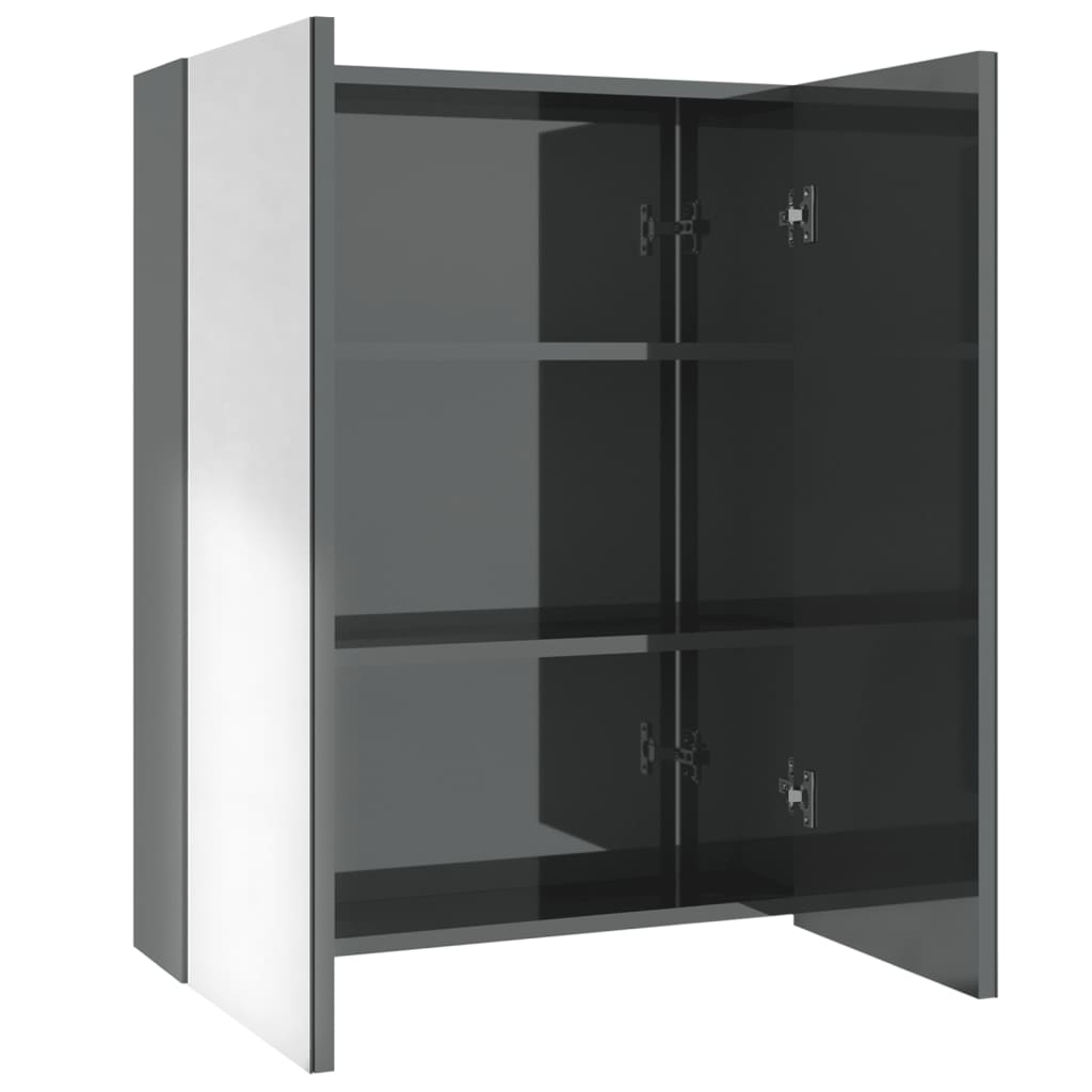 vidaXL Armario de espejo de baño MDF gris brillante 60x15x75 cm