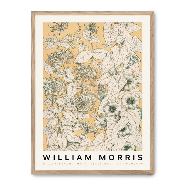 Cuadro willow pattern viii 30x40cm, Póster impreso en papel de primera calidad de 180gr, montado sobre marco de madera MDF acabado roble., Arte - Pintores famosos - William Morris