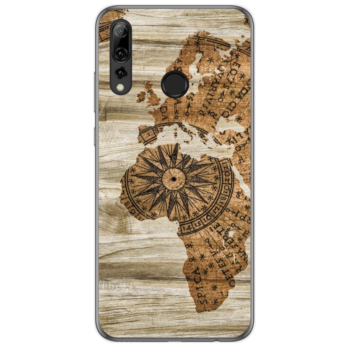 Tumundosmartphone Funda Gel Tpu para Huawei P Smart Plus 2019 diseño Madera 07 Dibujos