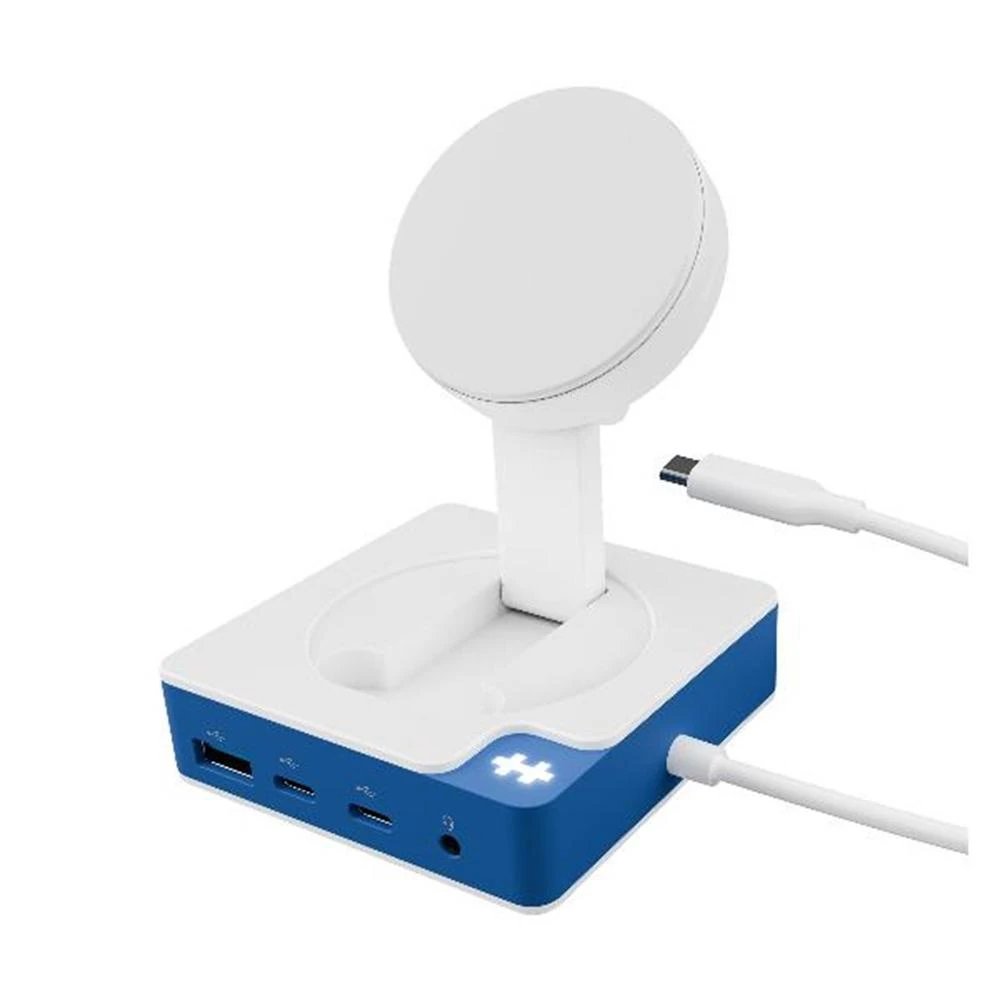 Targus - Hub USB-C 7 en 1 HD8100BUGL con HDMI 4K, USB-A 10 Gbps, Power Delivery 100 W y cargador inalámbrico 7,5 W, blanco