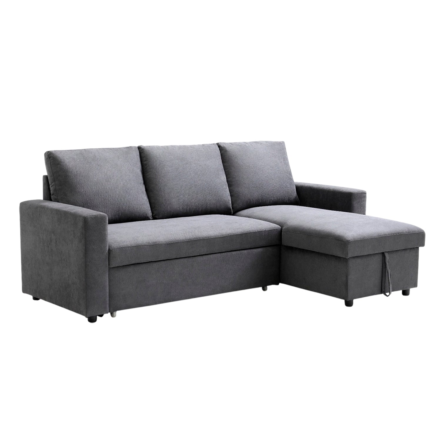 Sofá cama con chaiselongue y almacenaje Ivy Gris oscuro - Homekit