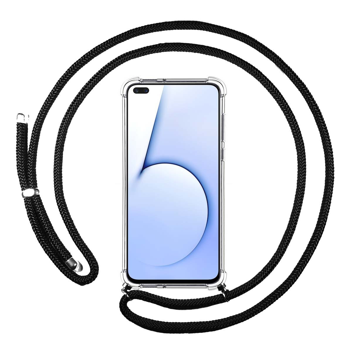 Tumundosmartphone Funda Colgante Transparente para Realme X3 SuperZoom / X50 5G con Cordon Negro