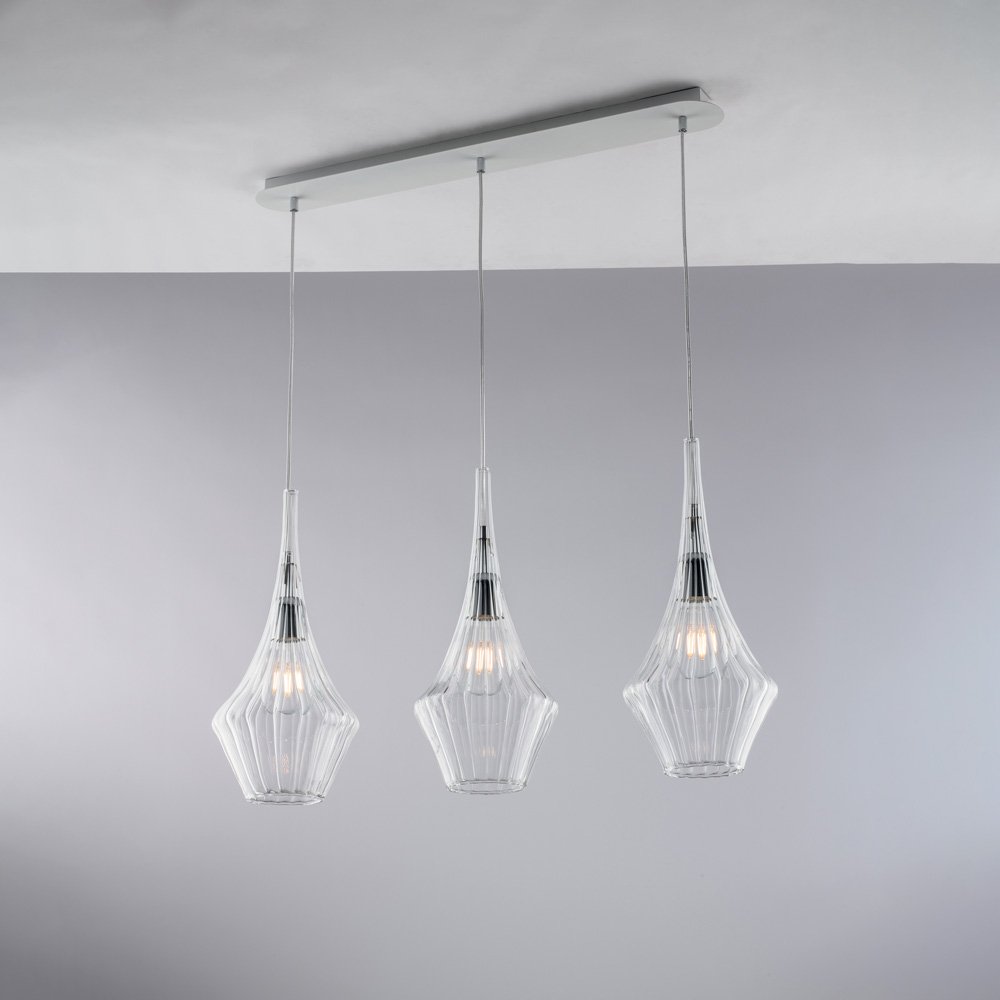 Lámpara de riel Zeus moderna transparente 3 Luces E27