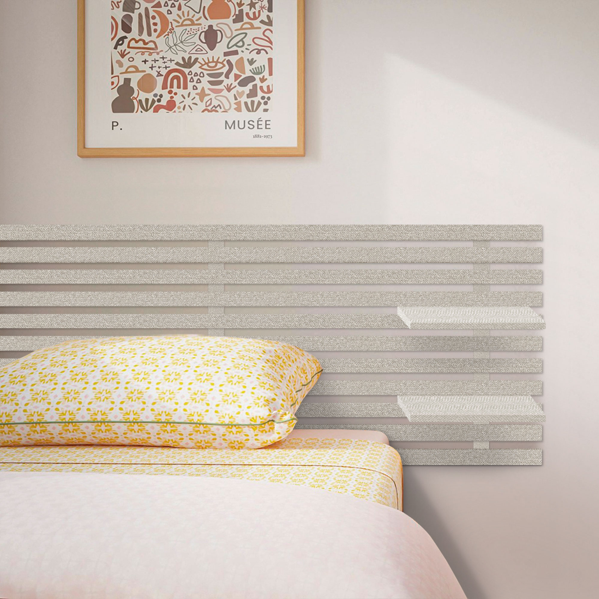 Cabecero con Estantes de Madera reciclada DM Colgante Pared Estilo Palet Japones