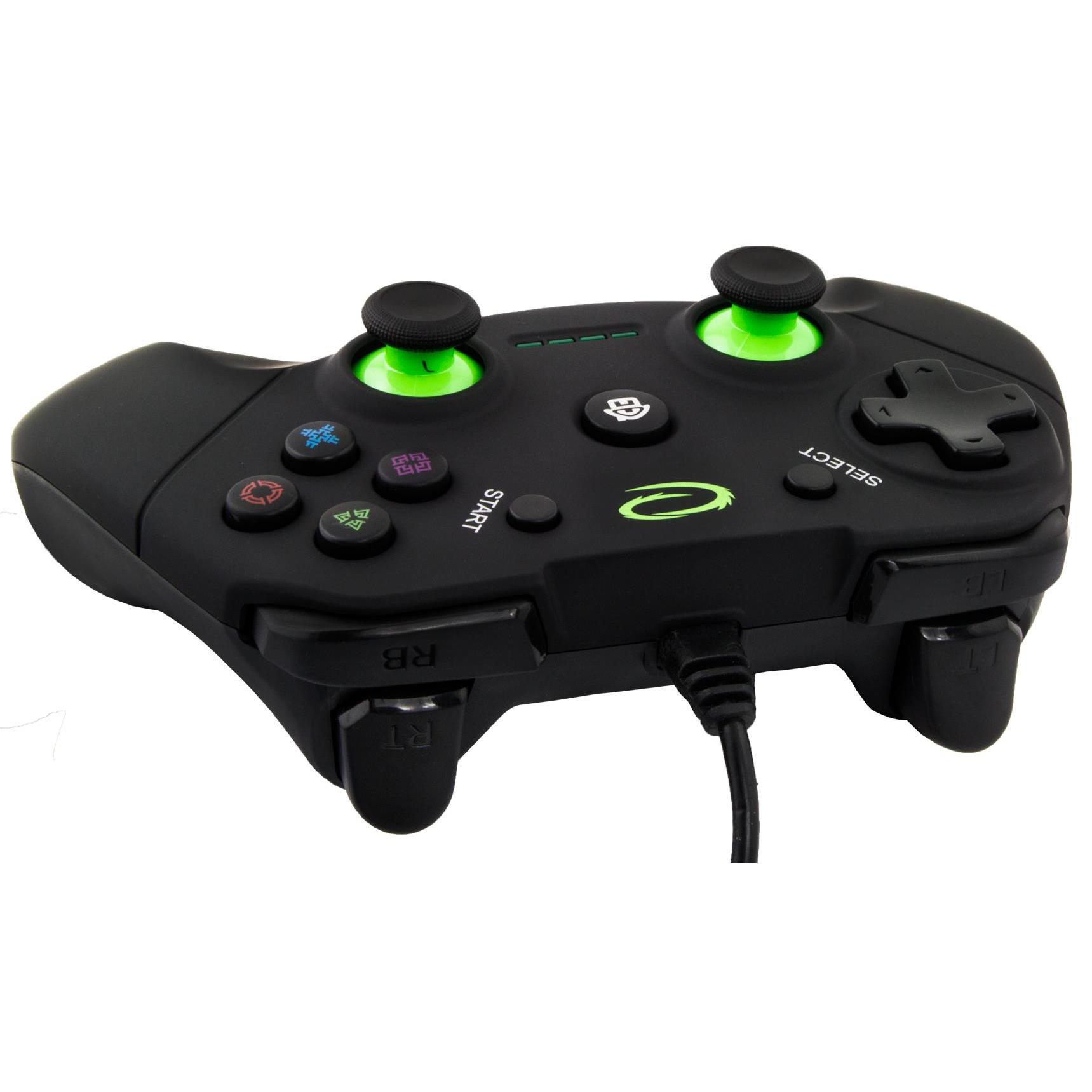 Esperanza-Egg110K Gamepad for PC and PS3, wired USB controller with 12 buttons, black and green color, perfect for gaming.