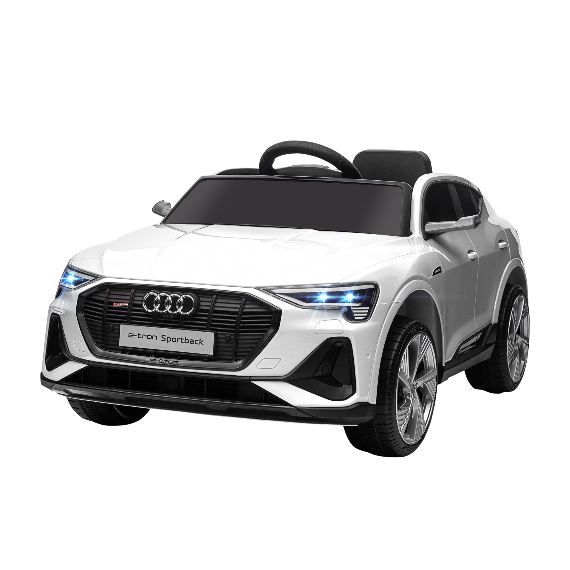 HOMCOM Coche Eléctrico Audi E-tron 12V para Niños de +3 Años con Mando a Distancia Faros Bocina Música MP3 TF USB y Apertura de Puerta 3-5 km/h 108x60x47 cm Rojo/Blanco