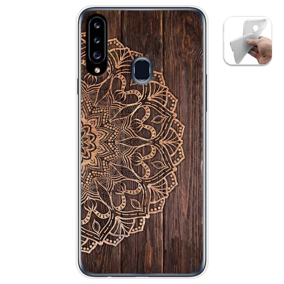 Tumundosmartphone Funda Gel Tpu para Samsung Galaxy A20s diseño Madera 06 Dibujos