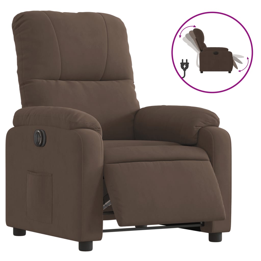 vidaXL Sillón reclinable eléctrico tela de microfibra marrón