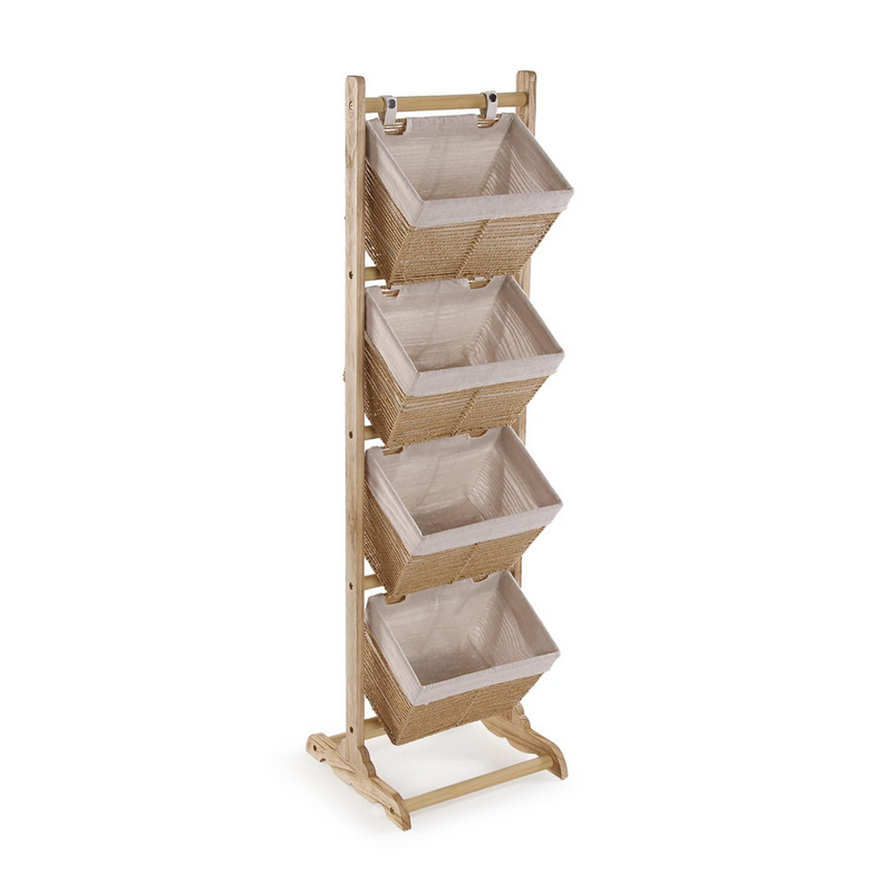 VERSA - 🪵 Mueble de baño con 4 cestas marrón – Estantería de madera 35x35x125 cm, Perfecto para guardar toallas, productos de higiene, papel higiénico o accesorios de baño. ✅ 4 cestas marrón colgadas y extraíbles,Baños pequeños  Aseos  Apartamentos  Casa