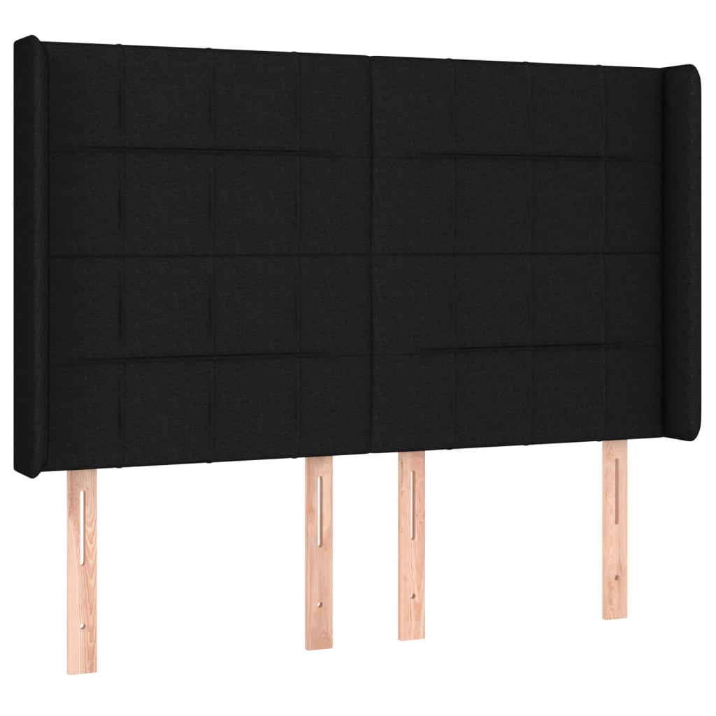 vidaXL Cabecero con LED de tela negro 147x16x118/128 cm