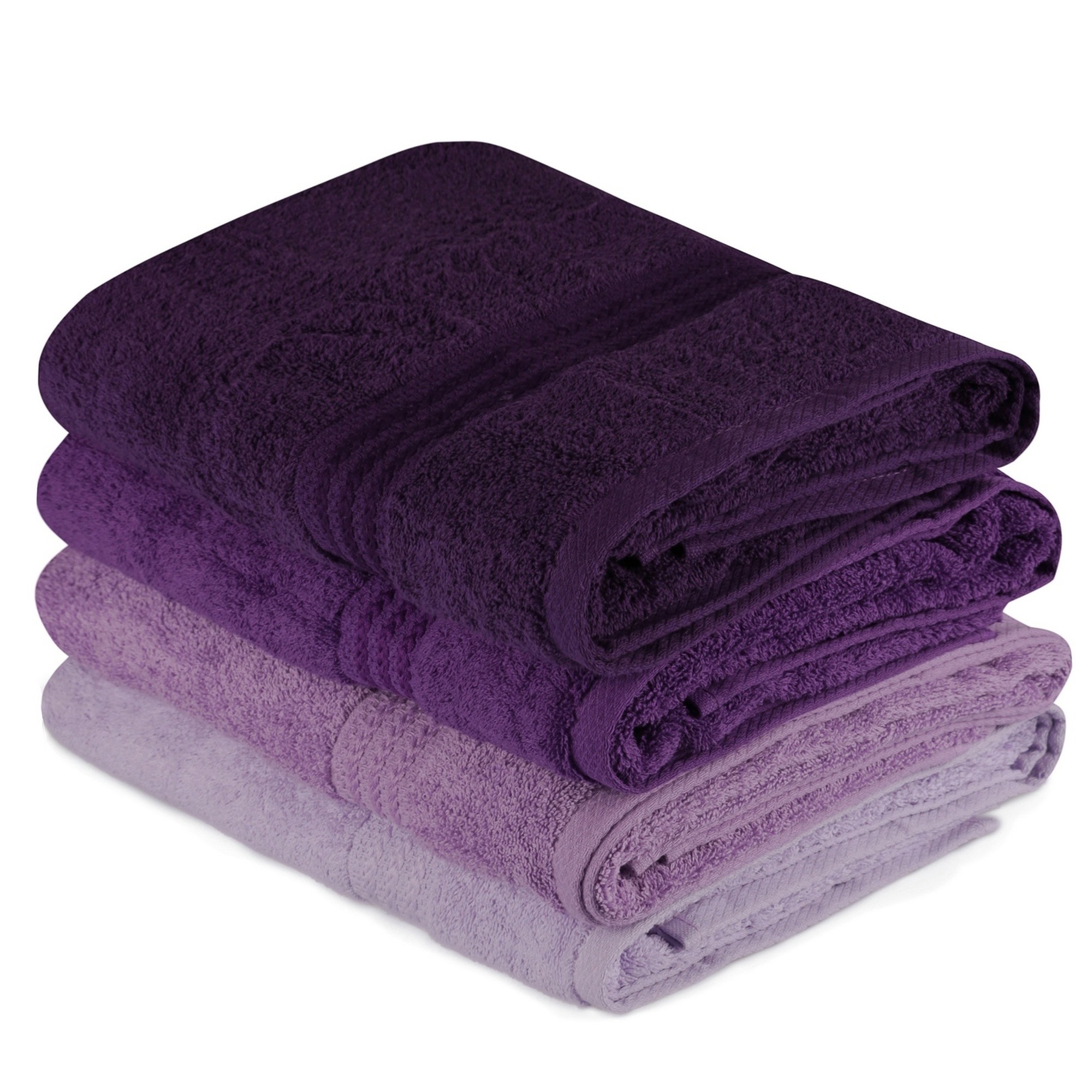Wellhome Juego de Toallas de Baño Lila 100% Algodón 4 Piezas - Suavidad Garantizada