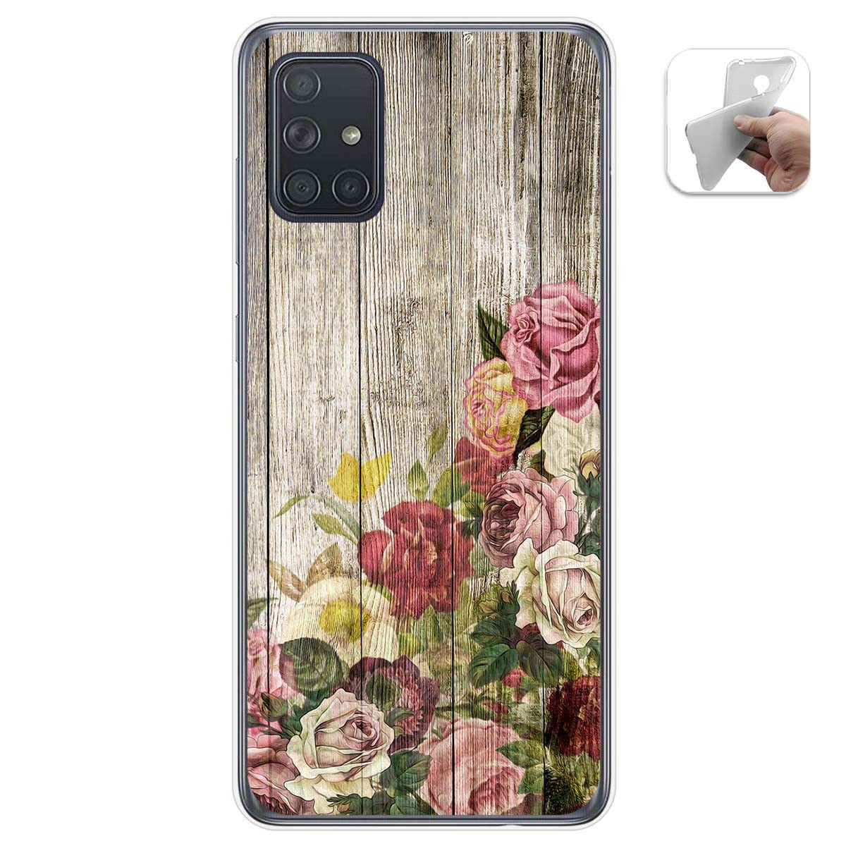 Tumundosmartphone Funda Gel Tpu para Samsung Galaxy A71 5G diseño Madera 08 Dibujos