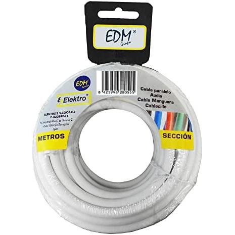 Edm Cable Paralelo Blanco 2x0,50mm 25mts Audio para Ordenador