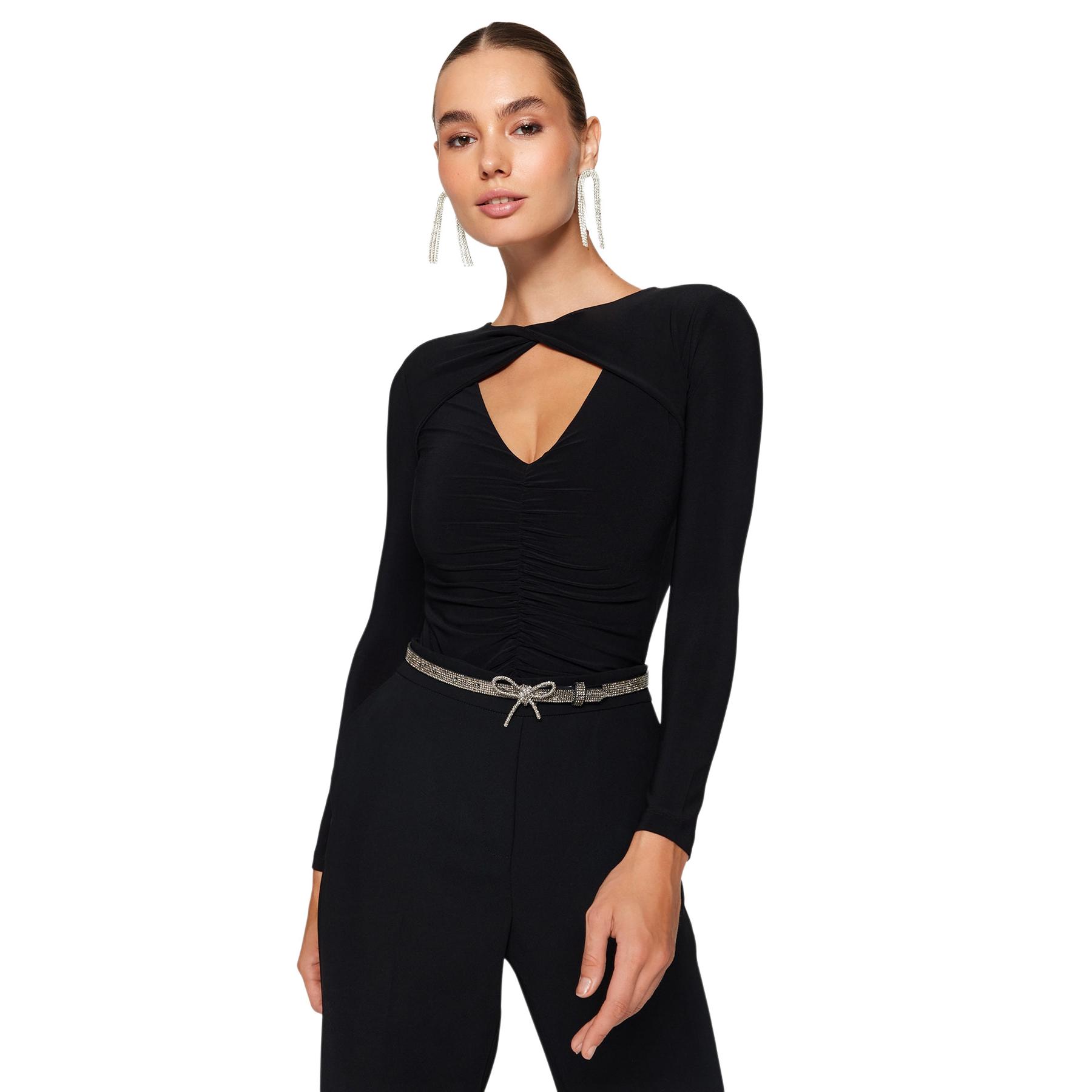 Trendyol Mujer Negro Mono De Pijama Cuerpo De Talla 38