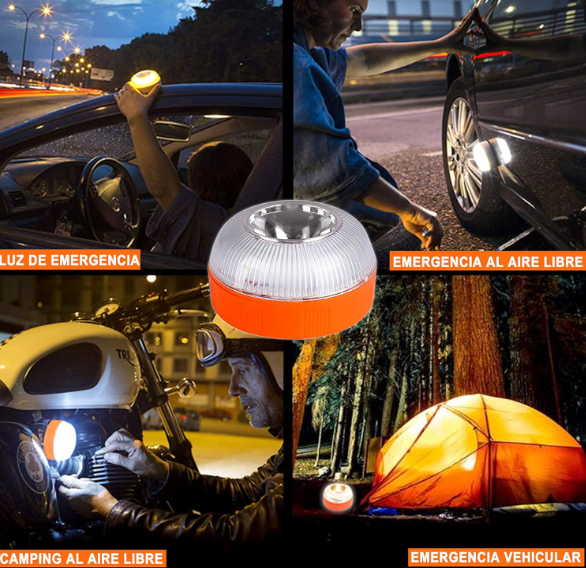  Luz de Emergencia V16 Homologada DGT para Señalización en  Carretera de Coche y Moto. Luz Amarilla Intermitente y Blanca Fija con  Encendido Automático, Base Imantada y Batería Recargable.