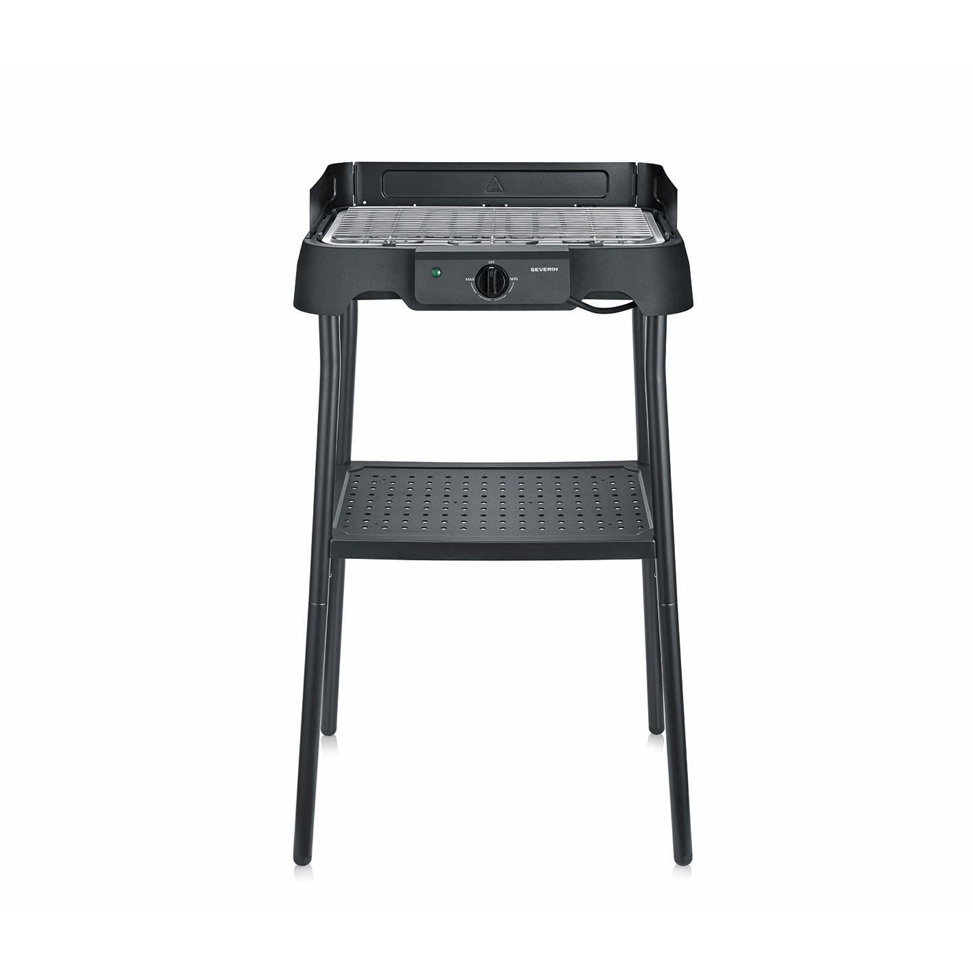 Barbacoa eléctrica SEVERIN con patas 2000W, placa aluminio lisa/estriada 39x23 cm, control 40-220°C, grill 8596