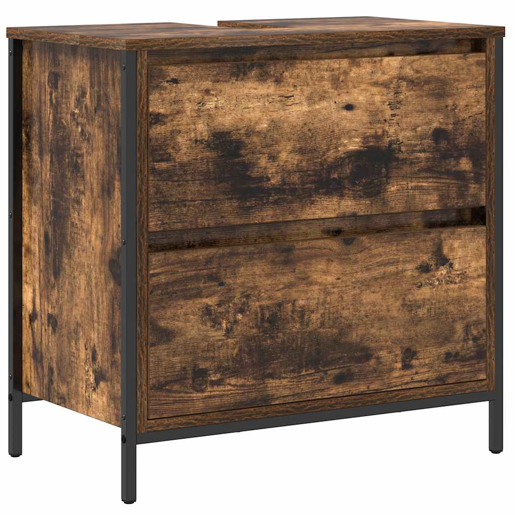 vidaXL Mueble de baño con lavabo y cajones roble ahumado 60x34,5x60 cm