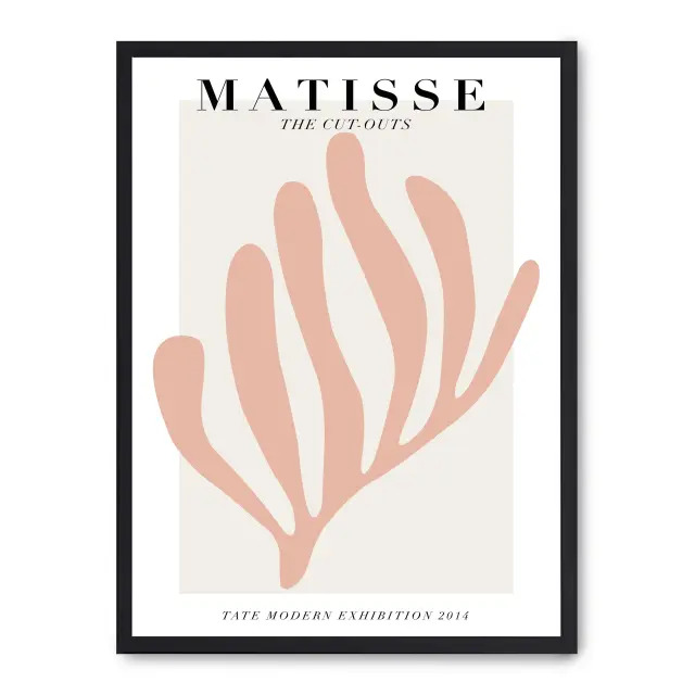 Cuadro matisse cut-outs i 30x40cm, Póster impreso en papel de primera calidad de 180gr, montado sobre marco de madera MDF acabado en negro., Arte - Pintores famosos - Matisse
