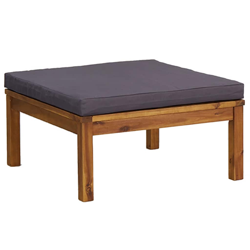 vidaXL Reposapiés con cojín gris oscuro madera maciza de acacia