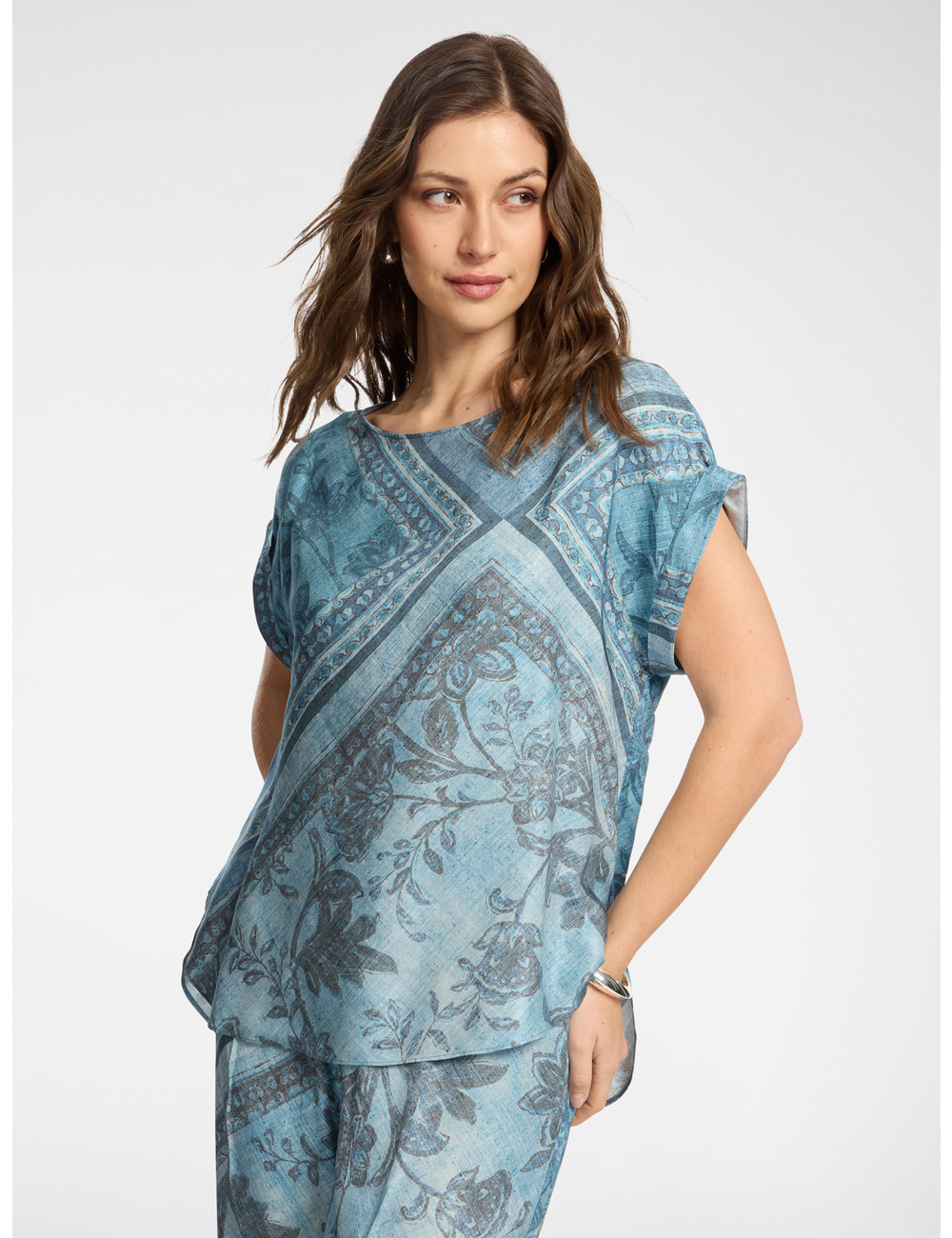 Elena Mirò - Blusa de satén de viscosa estampada
