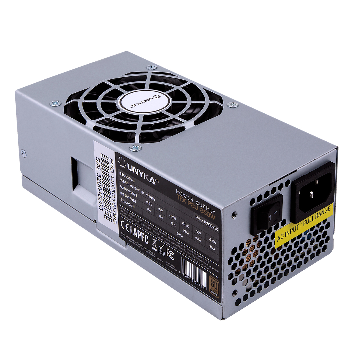 UNYKAch Fuente de Alimentación TFX 350W 80 Plus Bronce