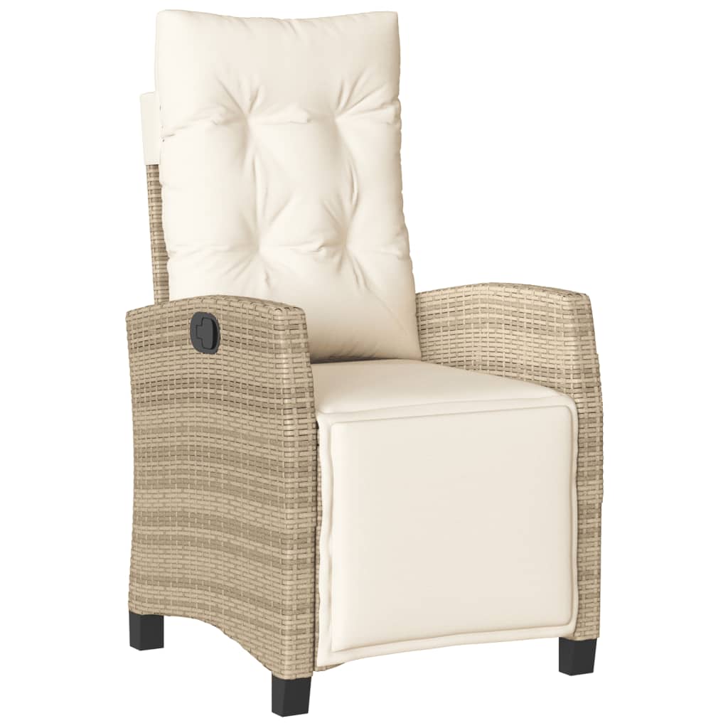 vidaXL Sillón reclinable de jardín con reposapiés ratán PE