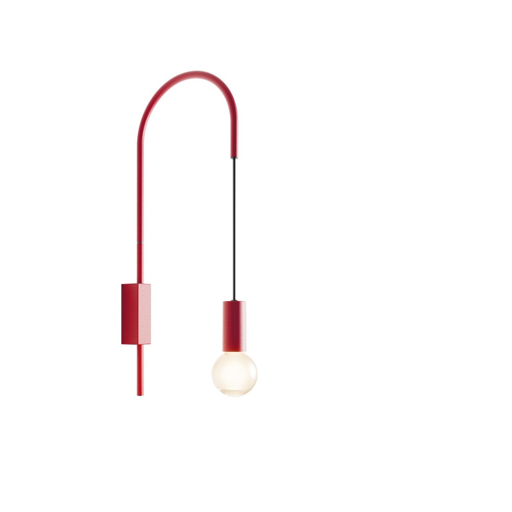 Zafferano - Lámpara de pared Filo, giratoria 200°, metal pintado, bombilla E27 máx. 60 W incluida, altura 61 cm - Rojo