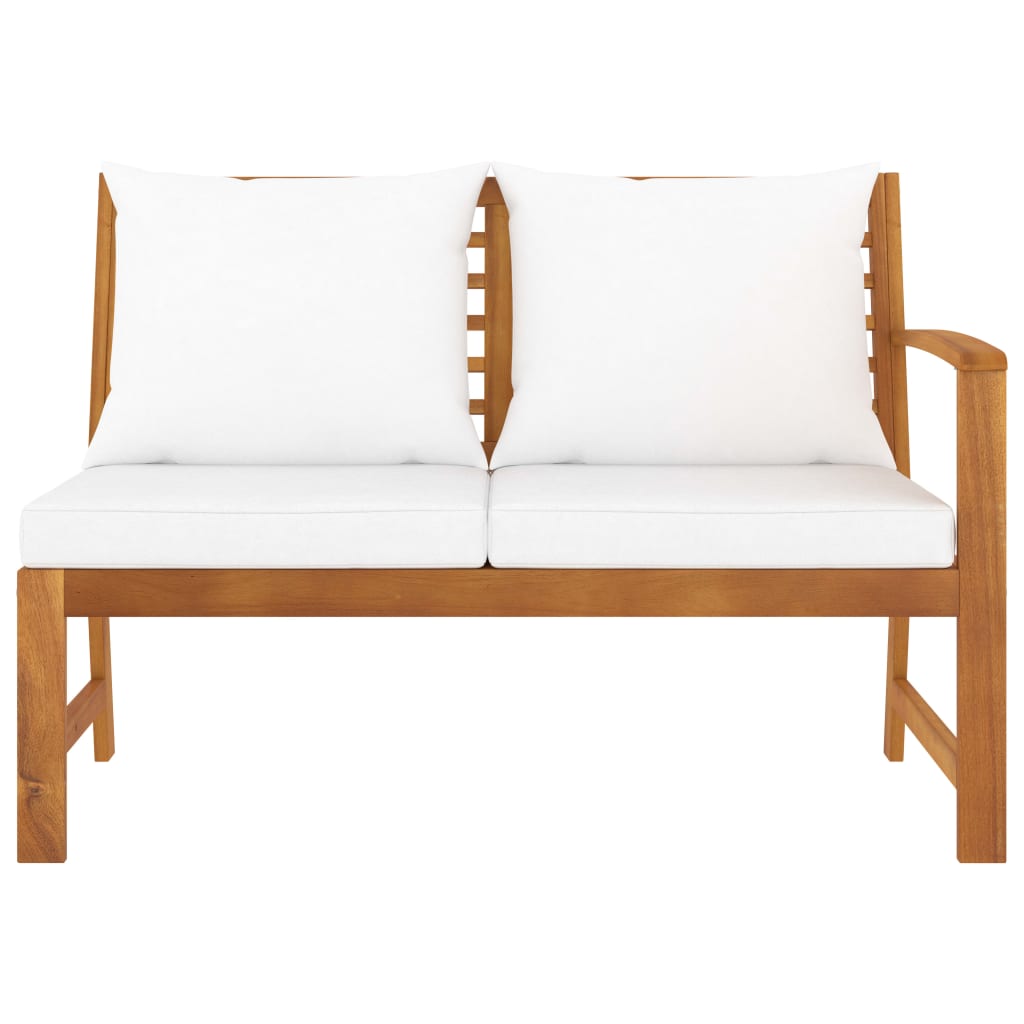 Vidaxl Banco de Jardín Madera de Acacia y Cojines 114,5 Cm Crema
