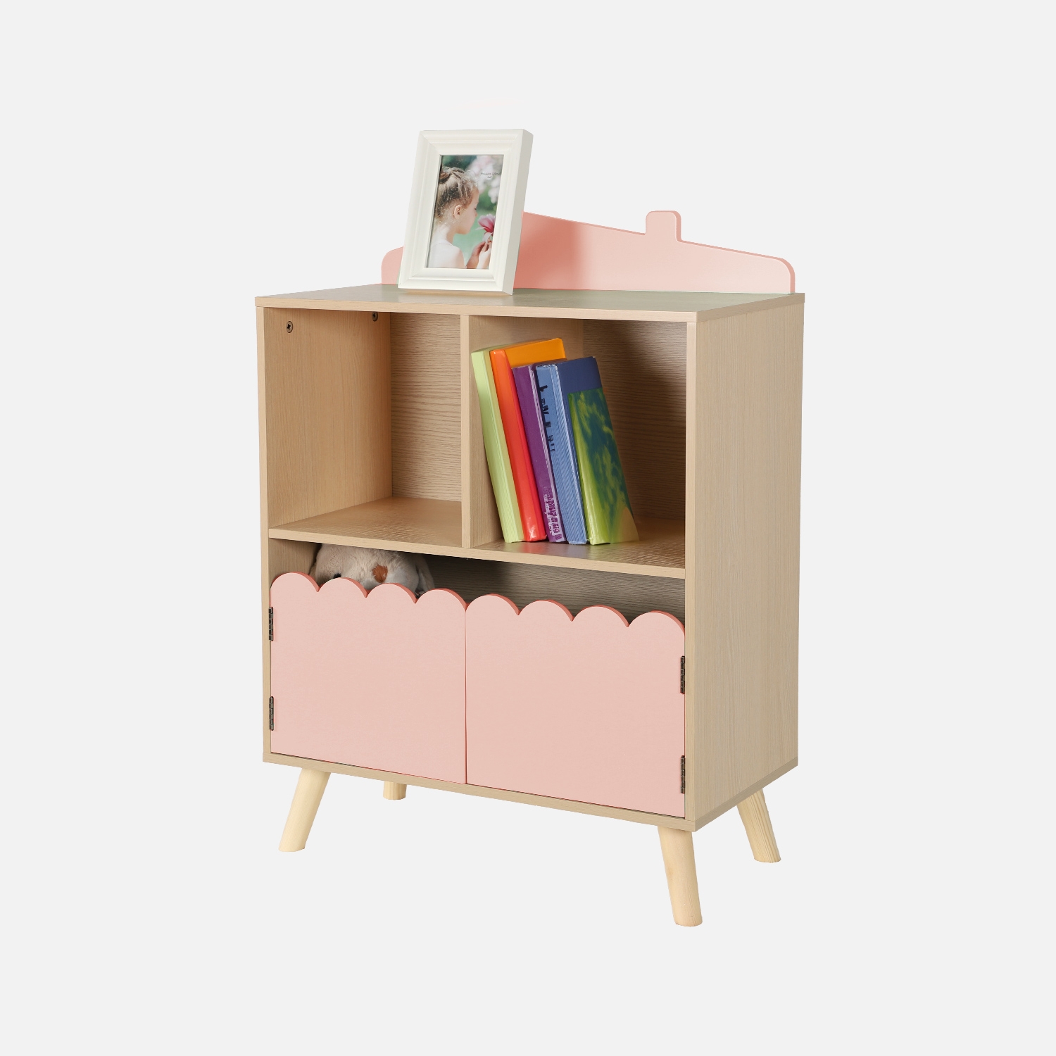 sweeek - Librería infantil de 2 estantes y 2 puertas , Azur , 60x30x82
