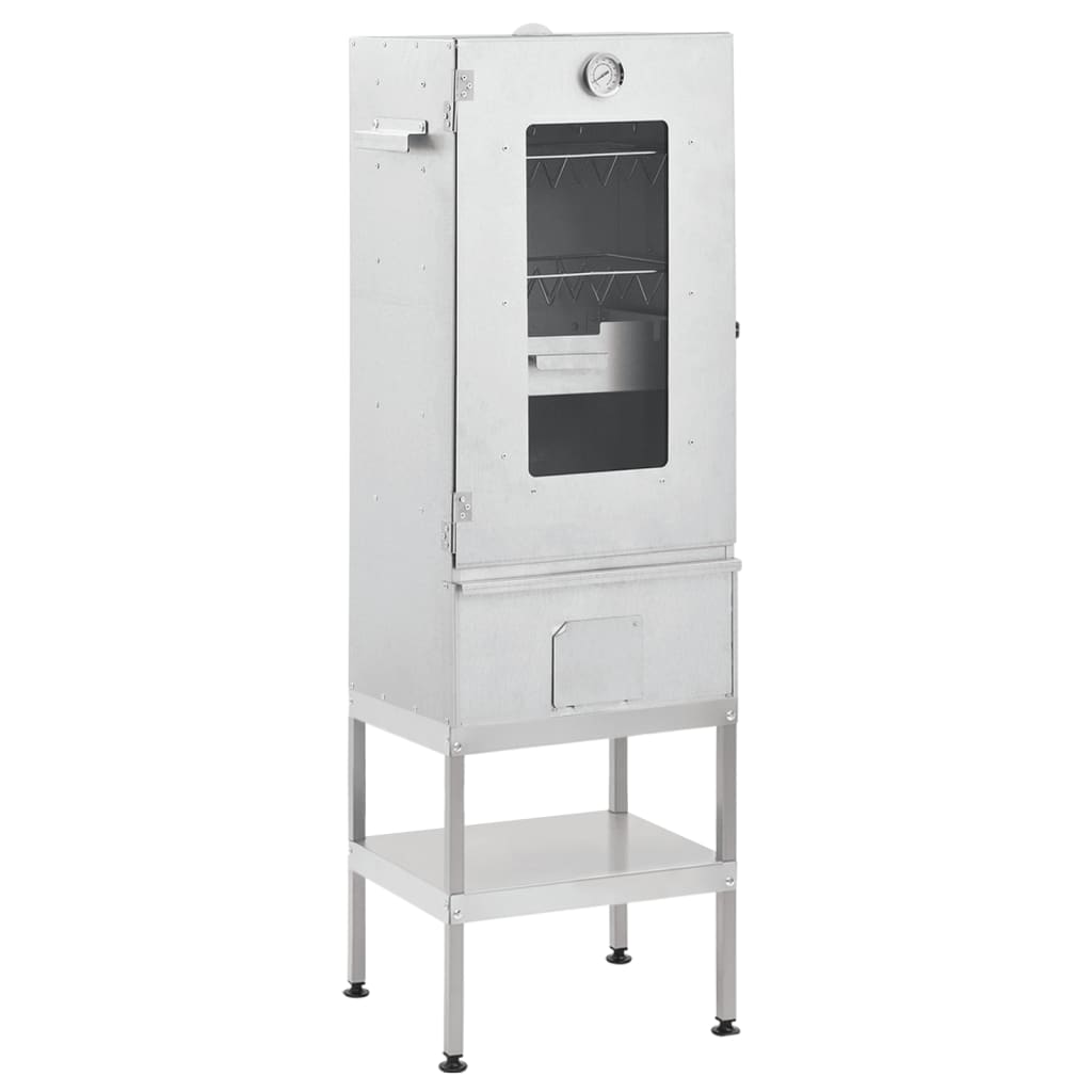 vidaXL Horno ahumador de barbacoa con mesa acero galvanizado ahumador Dimensiones 44.5 x 29 x 83 cm, 44.5 x 29 x 110 cm
