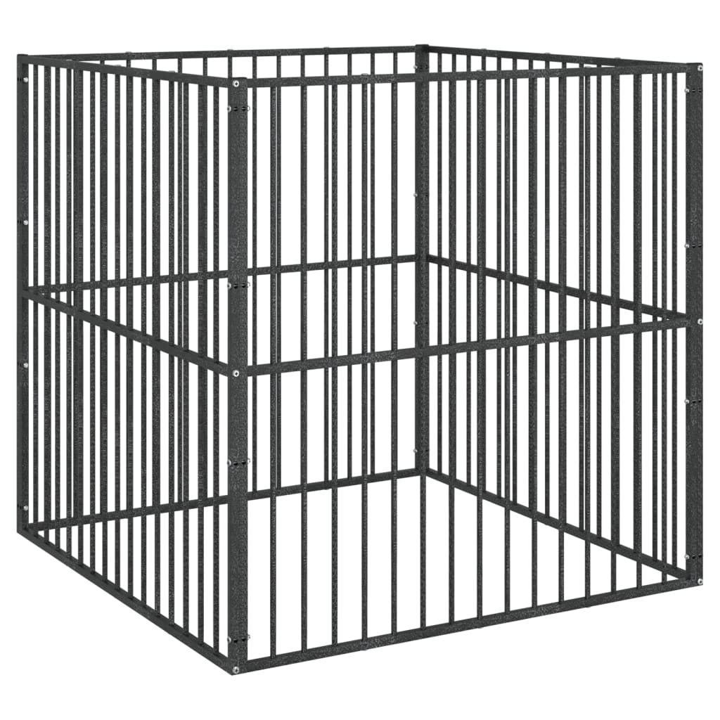 vidaXL Corralito para Perros con paneles Jaula Caseta Acero Galvanizado Negro Dimensiones 100x100x100 cm (4 paneles),  200x200x100 cm (8 paneles),  300x300x100 cm (12 paneles) y mas