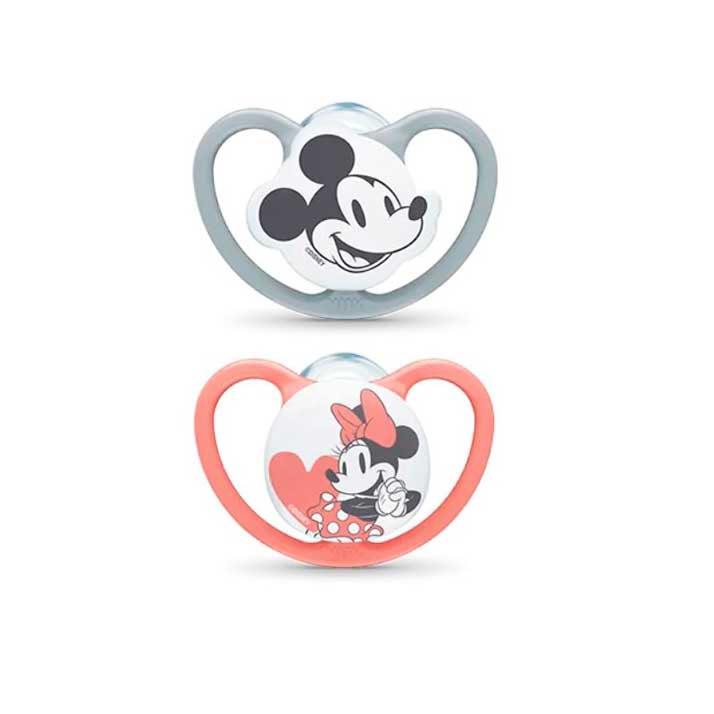 Nuk Chupete Space Mickey Rojo 18-36 Silicona 2 Uds