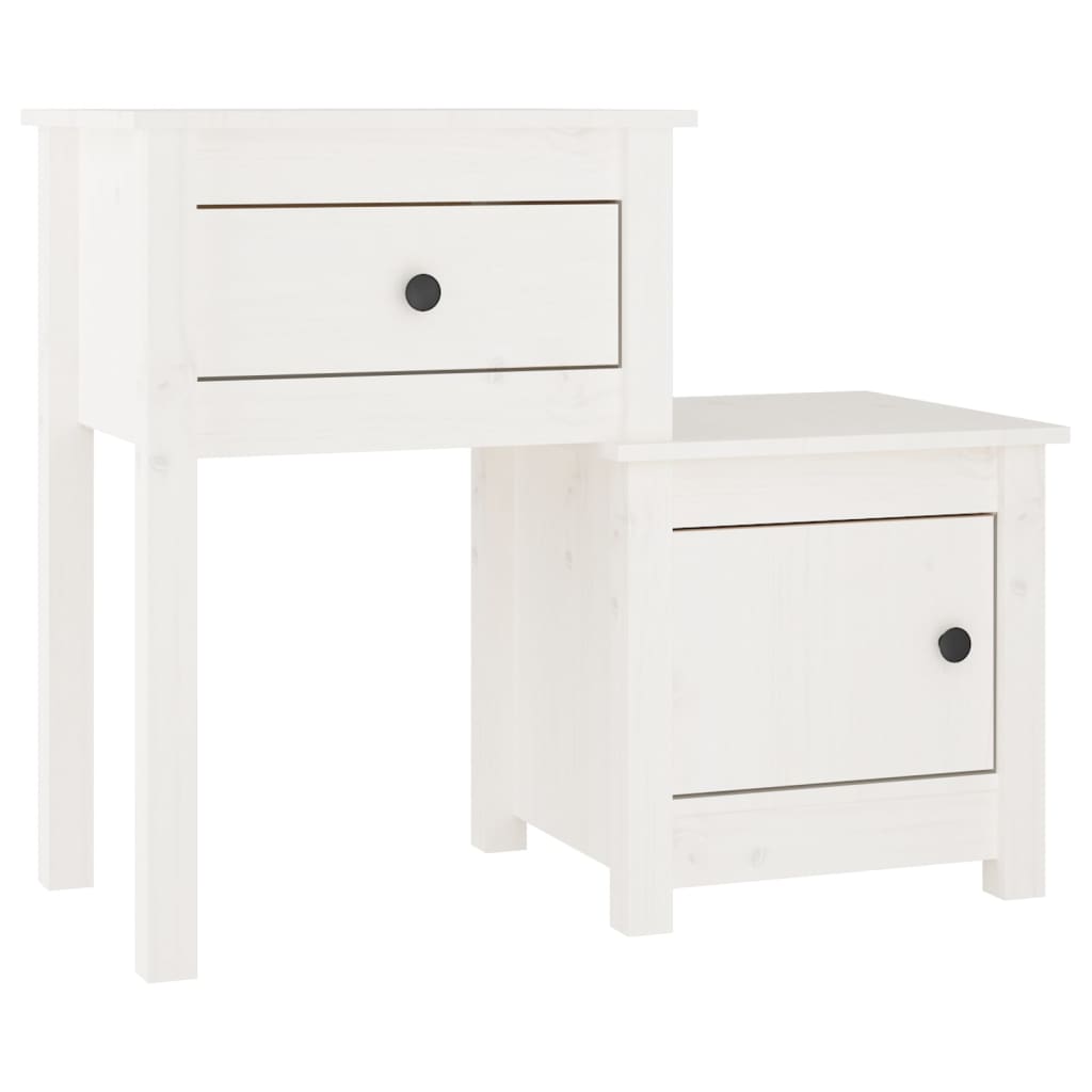 Mesita de Noche Vidaxl Madera Maciza Pino 79,5x38x65,5 Cm