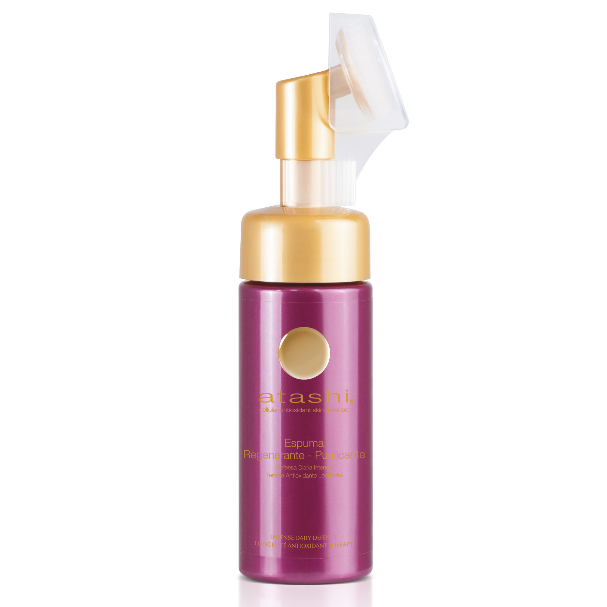 Atashi Antioxidante - Espuma Limpiadora Regenerante Purificante | Limpia, Energiza, Tonifica Y Afina | Limpiador Facial con Ácido Glicólico y Aguas Frutales Bio | Piel Sensible 150 ml