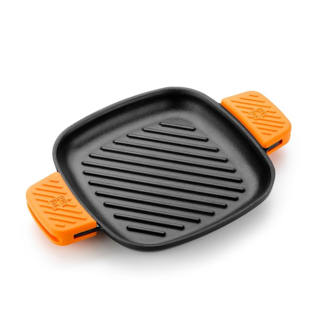 Bra - Parrilla Cuadrada con Rayas Efficient Iron, 24 cm, Plancha Cocina, Hierro Fundido Esmaltado, Apto Inducción y Horno, Gran Resistencia