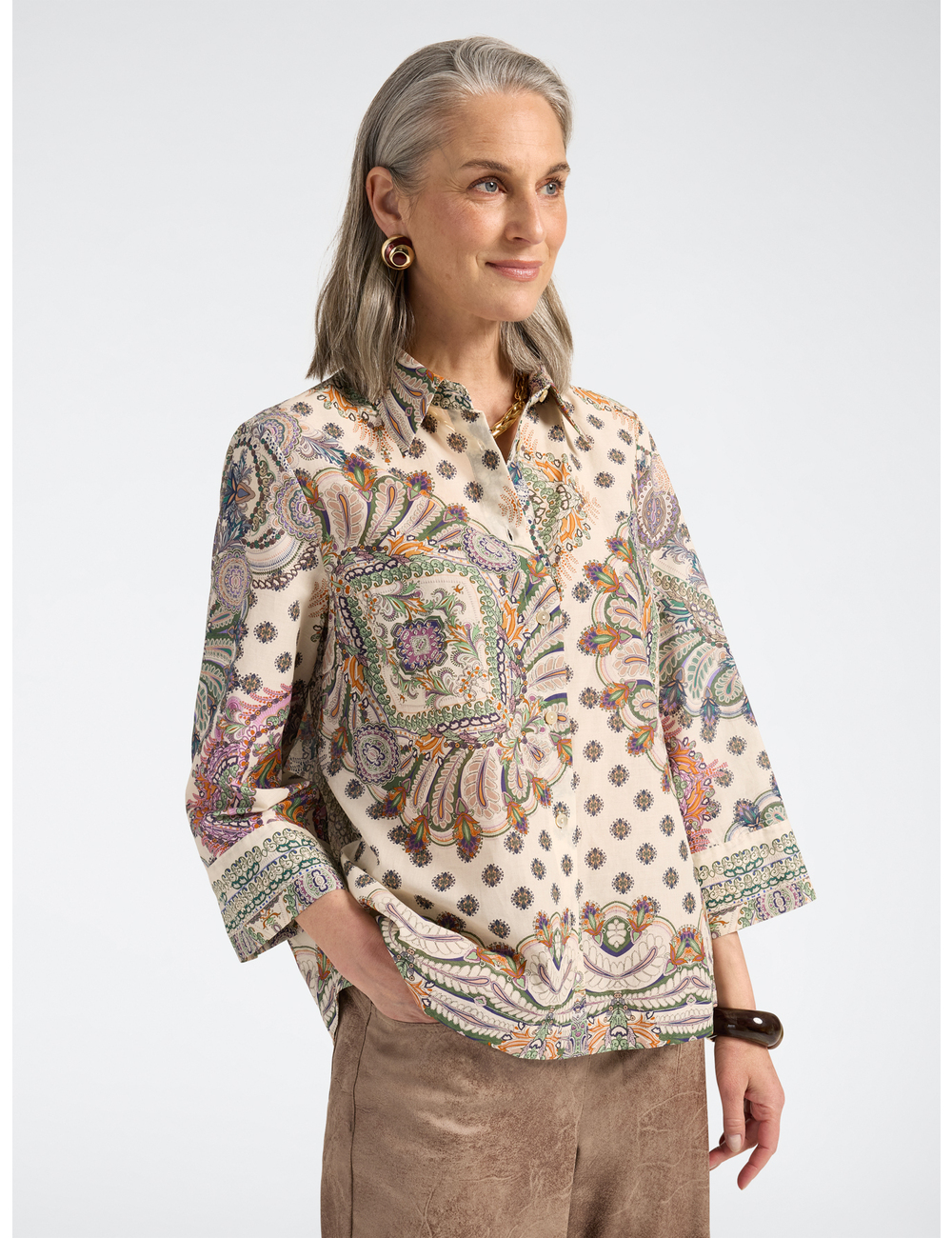 Elena Mirò - Camisa de muselina estampada con mangas de tres cuartos