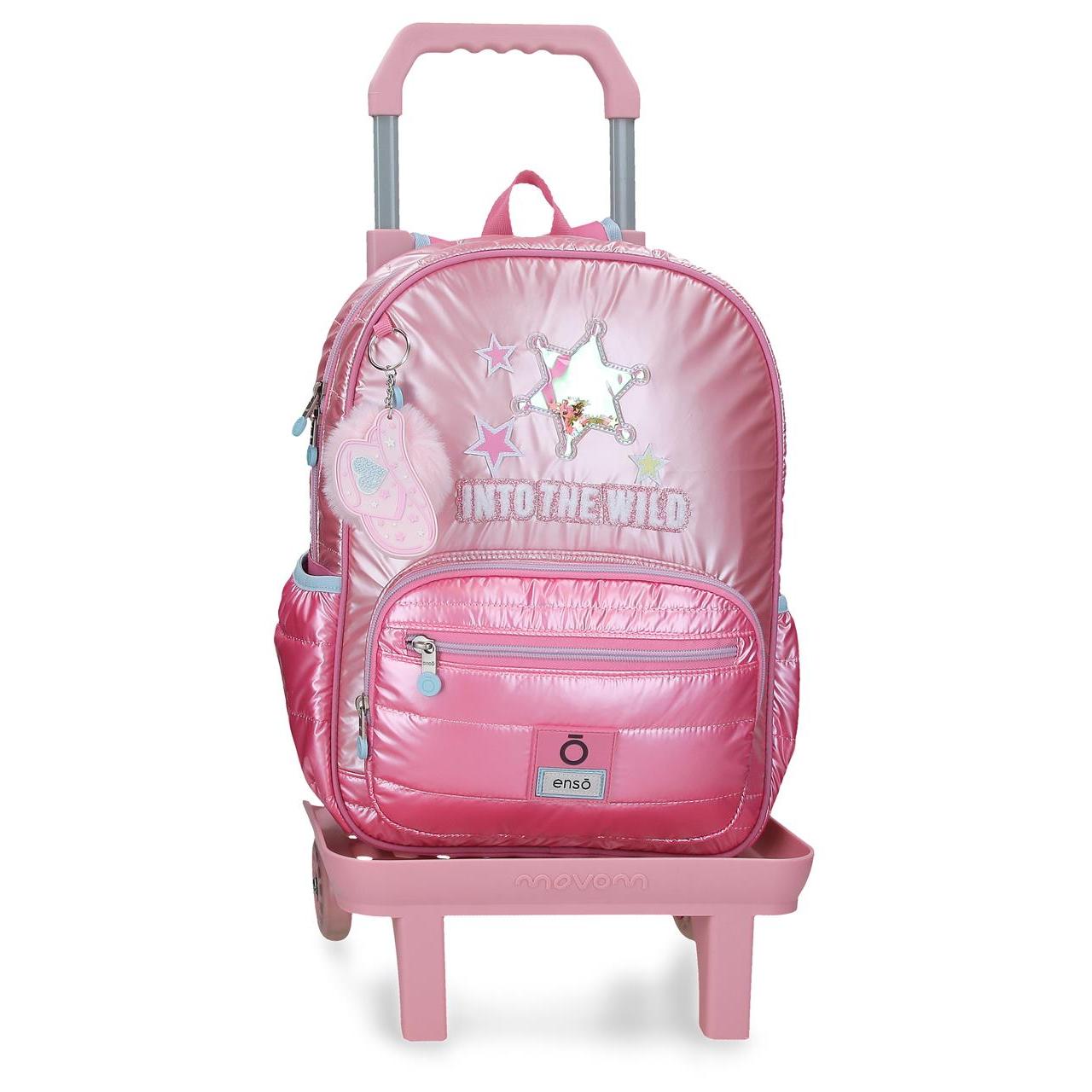 Mochila escolar con carro Enso Into The Wild 30x38x12cm Rosa