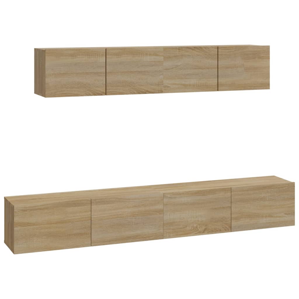 vidaXL Set de muebles para TV 4 piezas madera contrachapada 80x30x30 cm, Mueble de Salon, Mueble TV, Mueble TV salon, Mesa de TV, Mueble tele