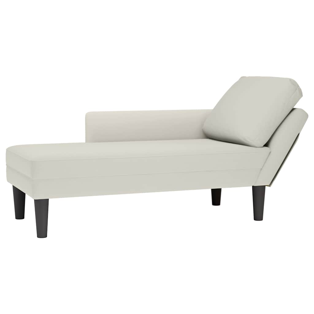 vidaXL Tumbona con almohada y reposabrazo derecho terciopelo crema
