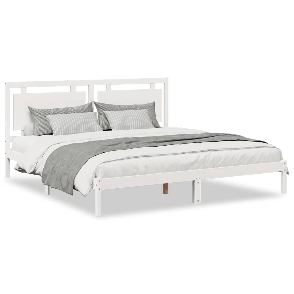 vidaXL Cama extralarga sin colchón madera maciza blanca 200x220 cm