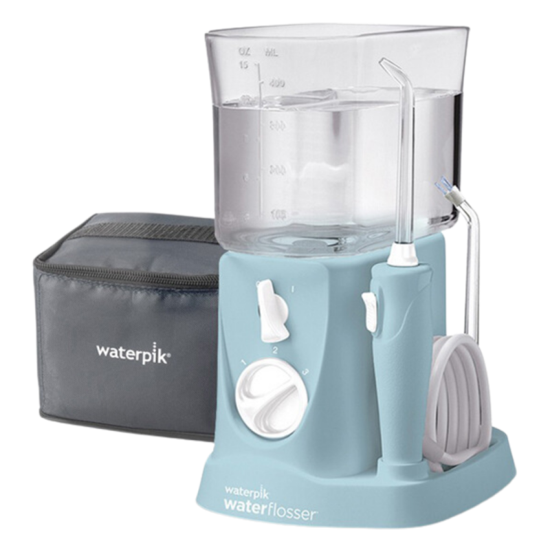 Irrigador Waterpik Traveler WP-300 Azul - Compacto y portátil, ideal para viajes. Incluye 4 boquillas y 3 niveles de presión. Incluye 4 boquillas y 3 niveles de presión.