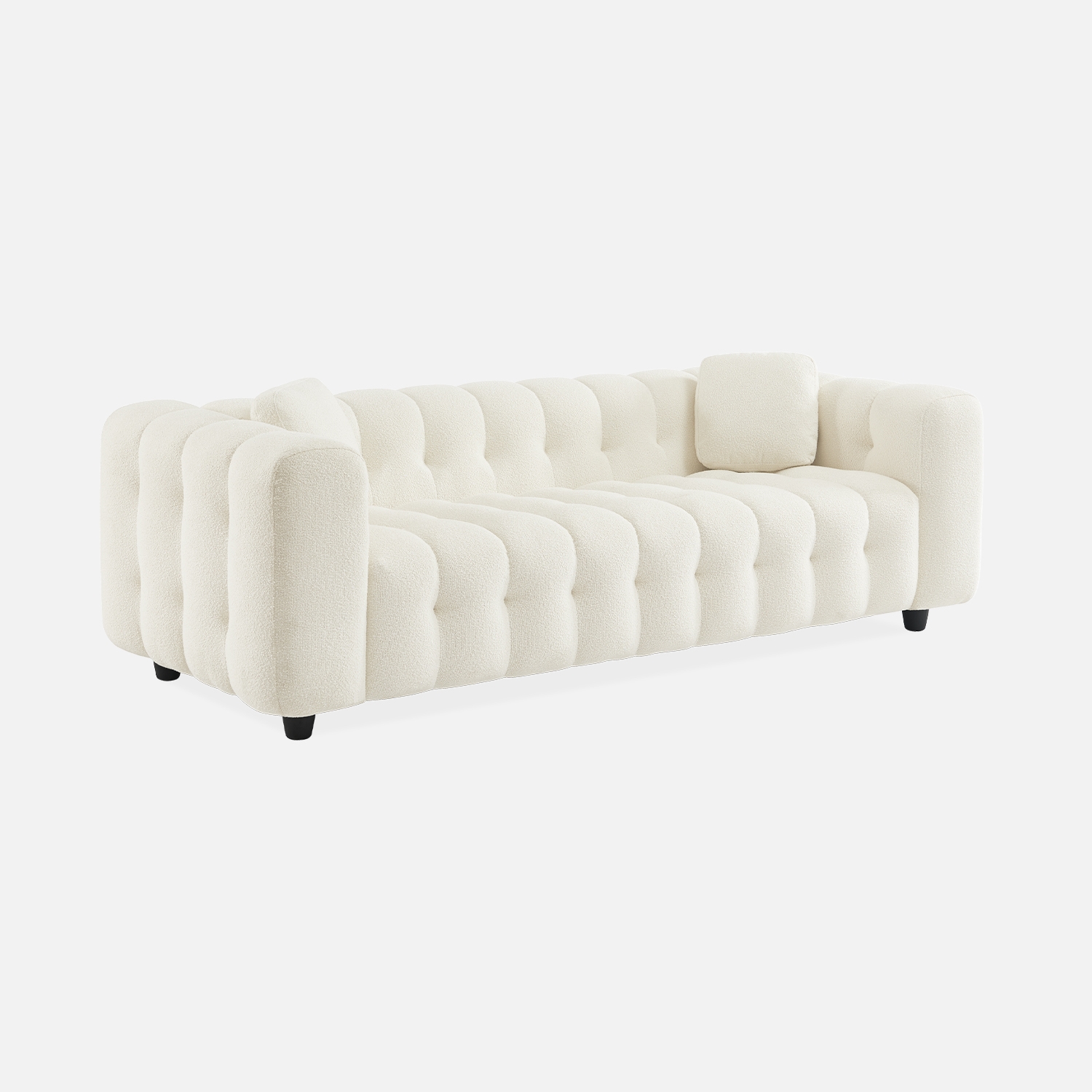 sweeek - Sofá en borreguito texturizada, 3 plazas , Leon , 99x229x71