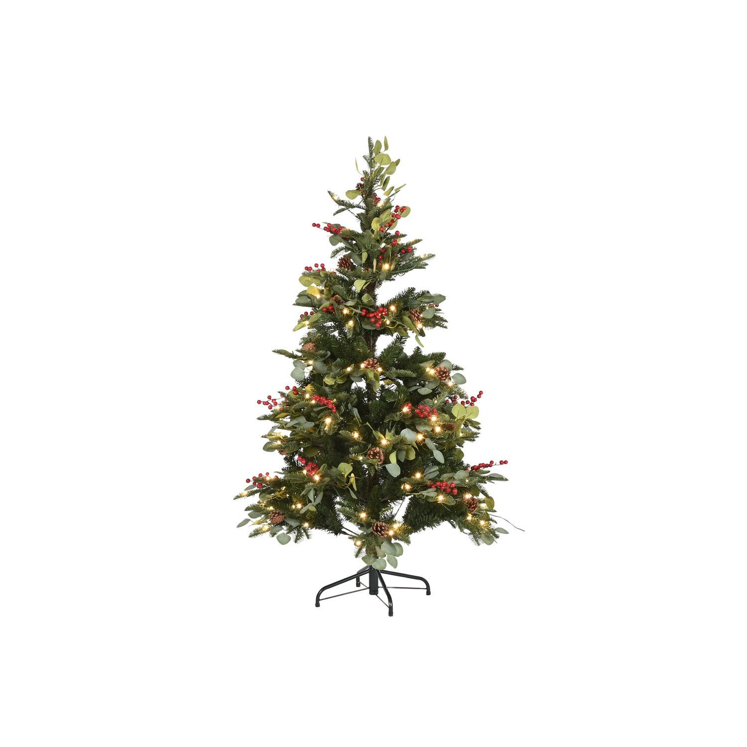 Arbol Led Pvc 95X95X150 160L Eucalipto Verde, Decoracióna de navidad para todos los hogares, Navidad Alpina Bosque Tradicional