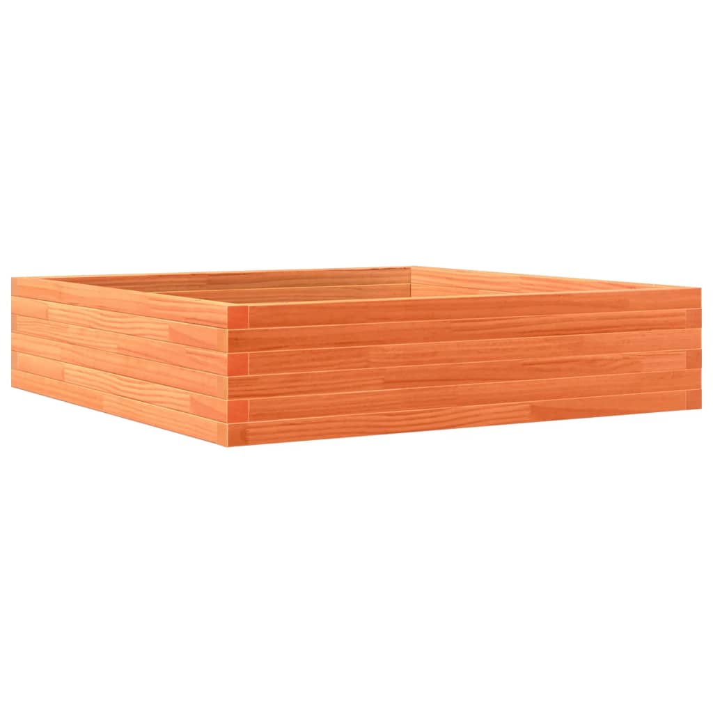 vidaXL Jardinera de madera maciza de pino cera 100x100x23 cm Color Pino natural,  Blanco,  Marrón cera y mas
