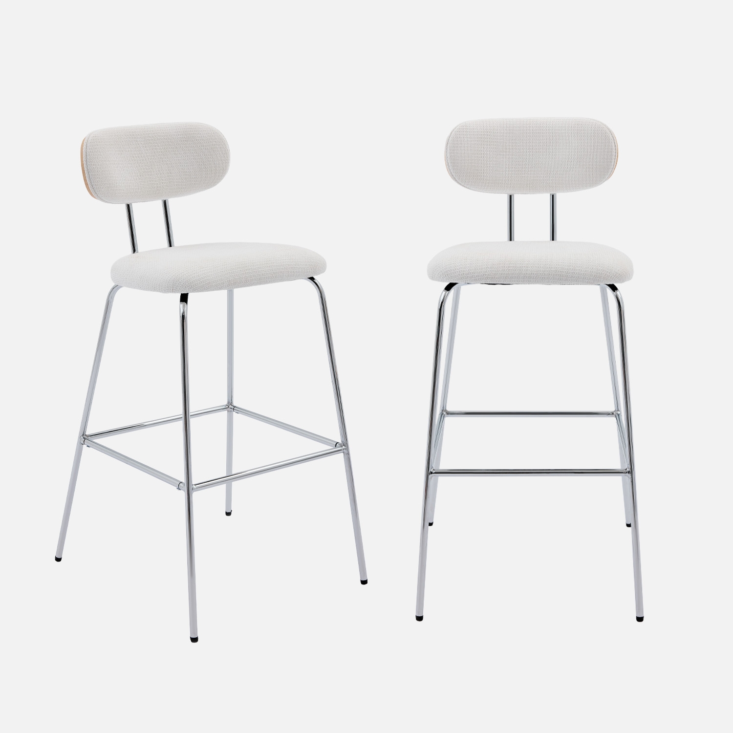 sweeek - Taburete de bar con tejido repelente al agua y patas de metal cromado, set de 2 , Erin , 48x54x103