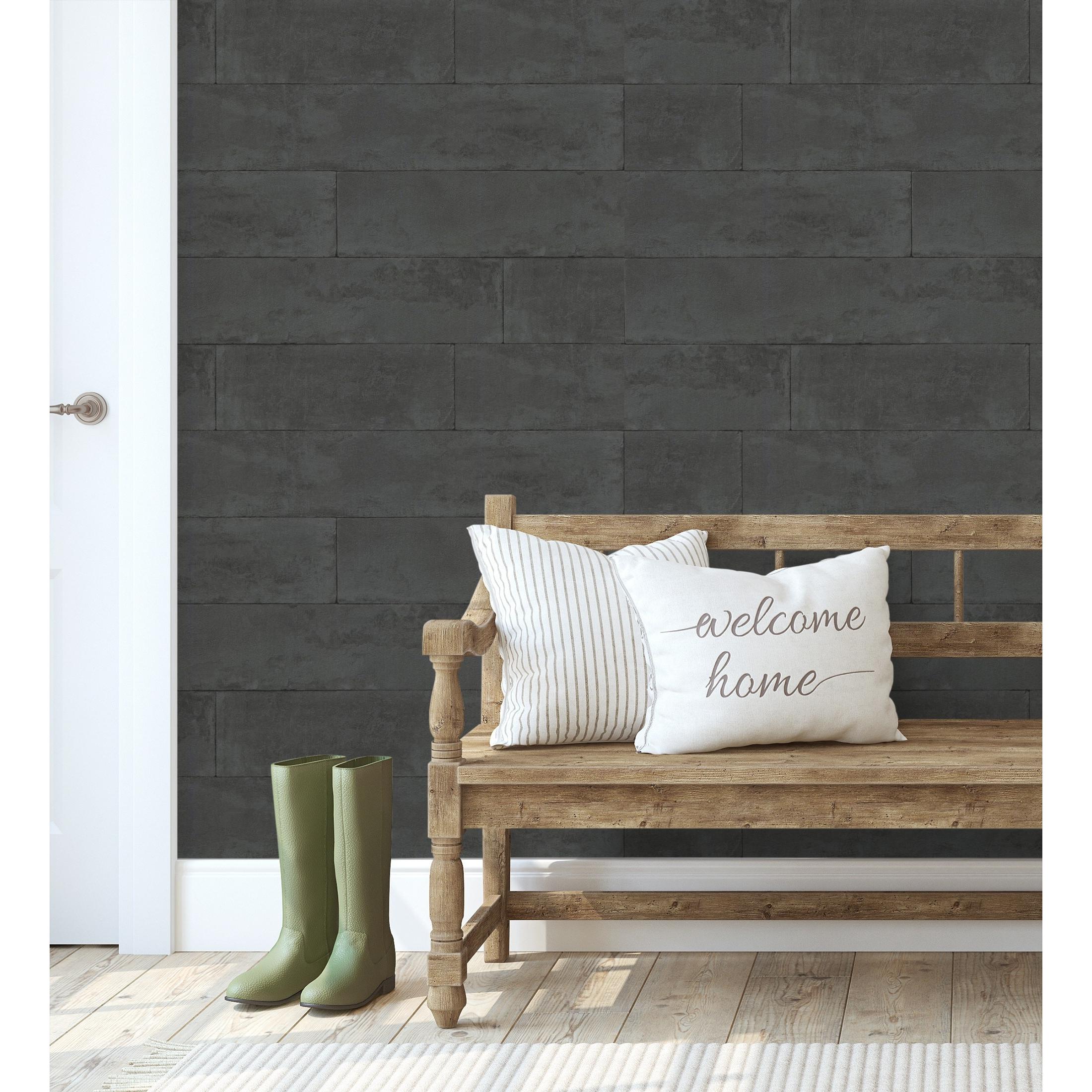 Papel pintado vinílico lavable muro de bloques de piedra negra con textura en relieve - Myrtos 127681 de GAULAN - Rollo de 10 m x 0,53 m