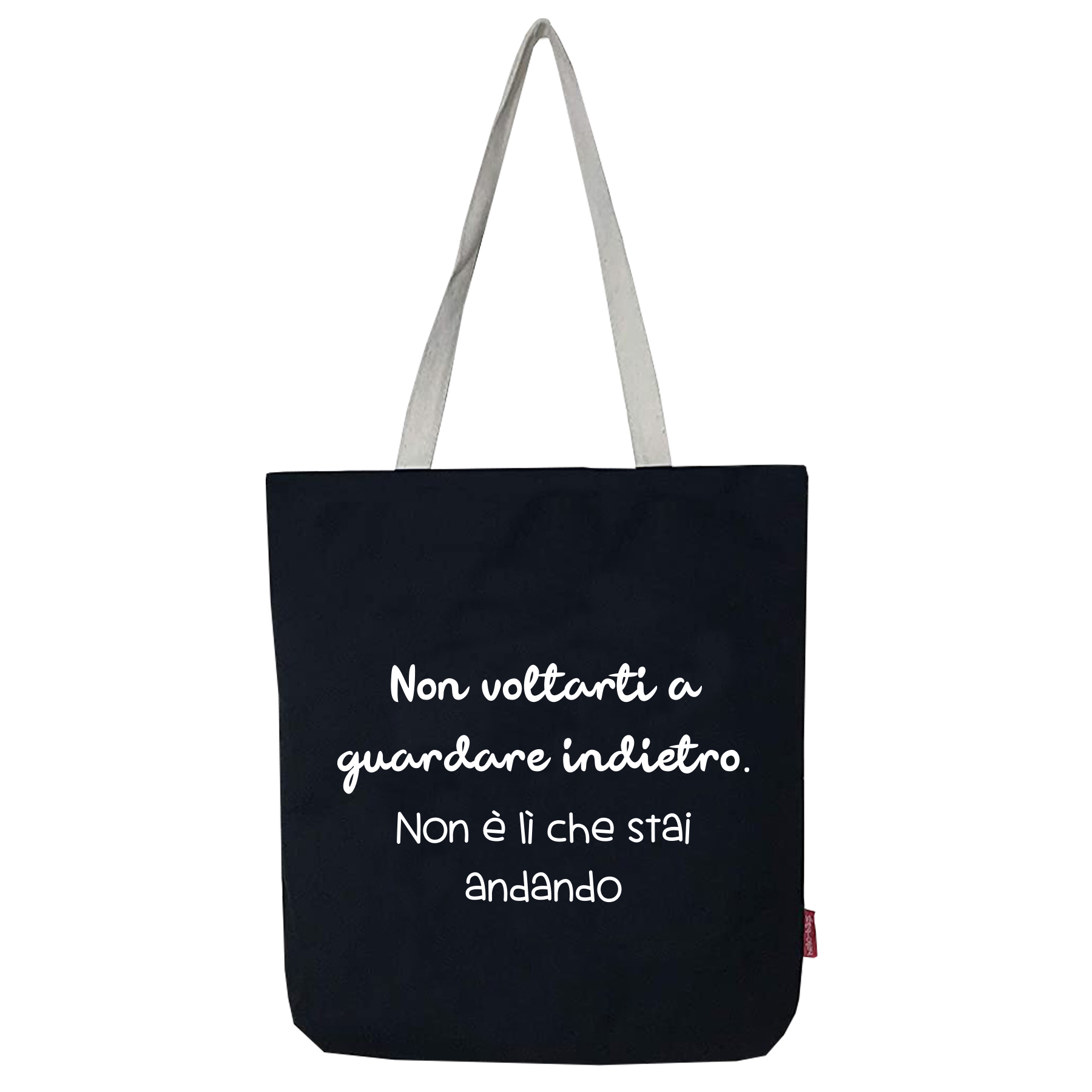 Hello-Bags. Bolso tote bag con cremallera, forro y bolsillo interior. Exterior: Algodón 100%. Incluye sobre kraft de regalo. Modelo NONVOLTARTI. Color: Crudo / Negro. Medidas: 37x38 cm.