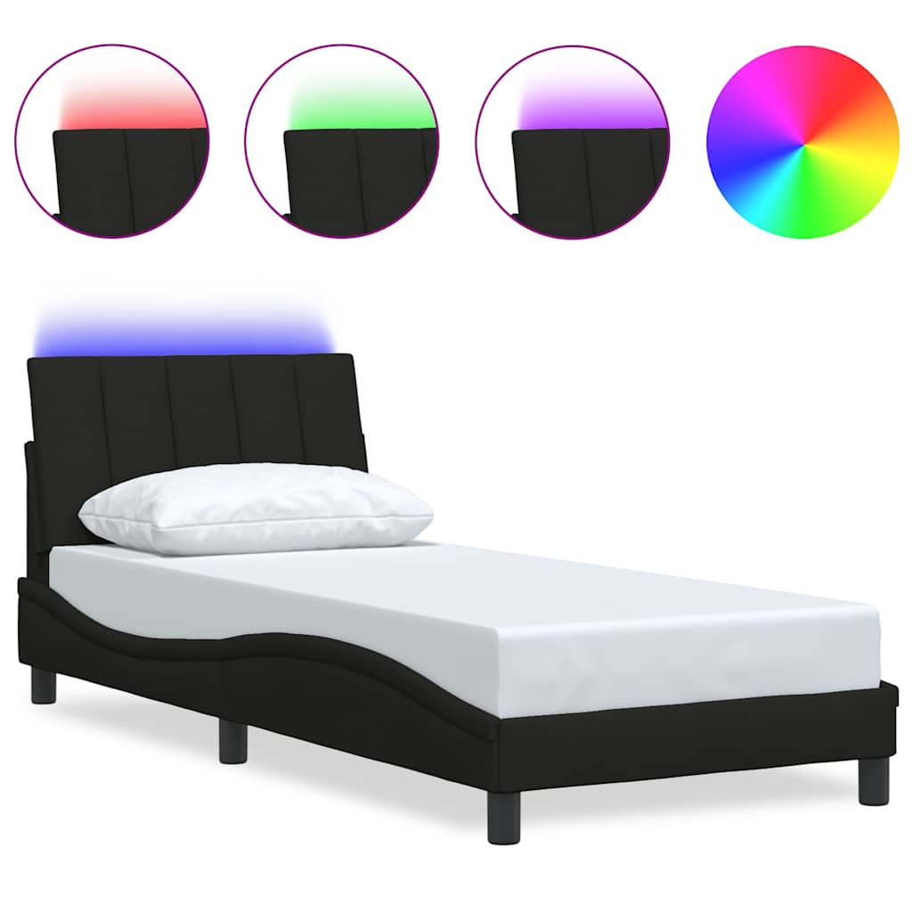 vidaXL Estructura de cama sin colchón tela negro 90x200 cm